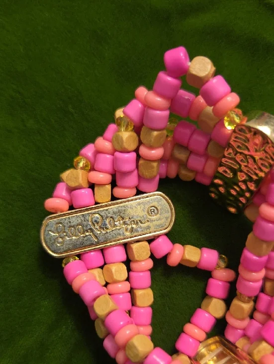 Lilly Pulitzer Pink and Gold Beaded Stretch Bracelet - Women Jewelry - Picture 4 of 4